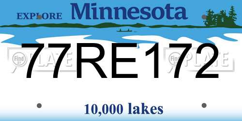 77RE172 Minnesota License Plate