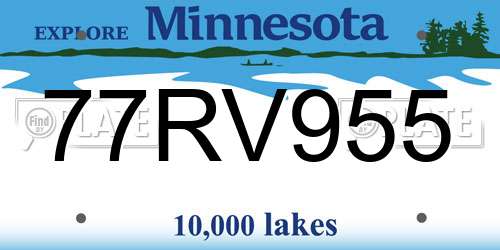 77RV955 Minnesota License Plate