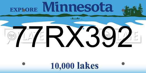 77RX392 Minnesota License Plate