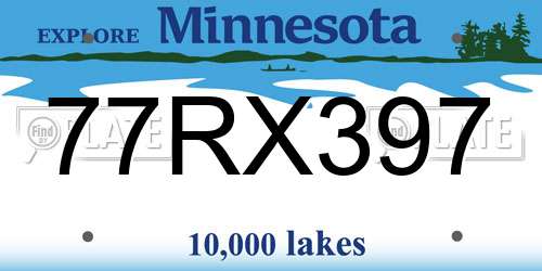 77RX397 Minnesota License Plate