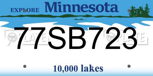 77SB723 Minnesota License Plate