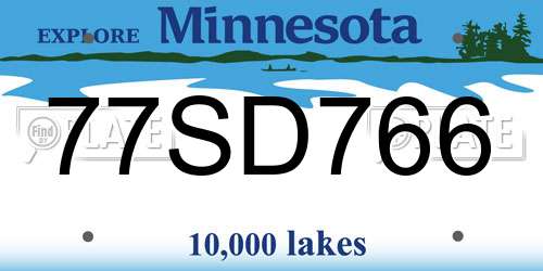 77SD766 Minnesota License Plate