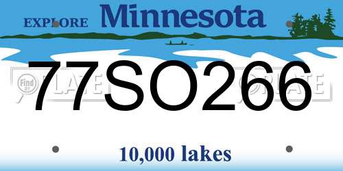 77SO266 Minnesota License Plate