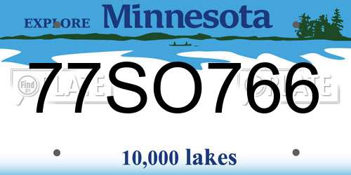 77SO766 Minnesota License Plate