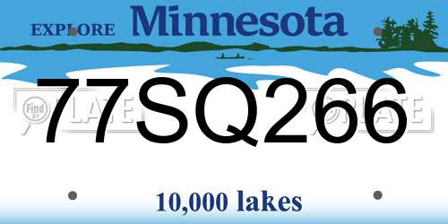 77SQ266 Minnesota License Plate