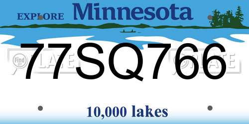 77SQ766 Minnesota License Plate