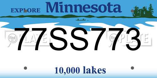 77SS773 Minnesota License Plate