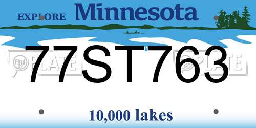 77ST763 Minnesota License Plate