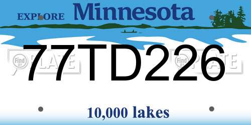 77TD226 Minnesota License Plate