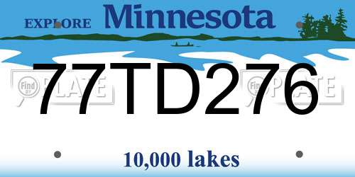 77TD276 Minnesota License Plate