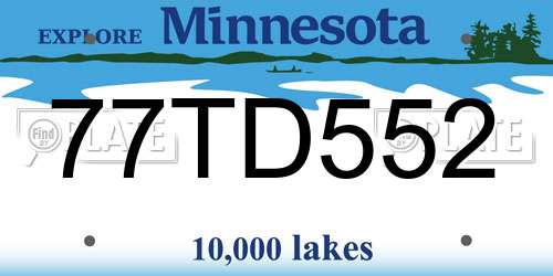 77TD552 Minnesota License Plate