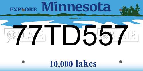 77TD557 Minnesota License Plate