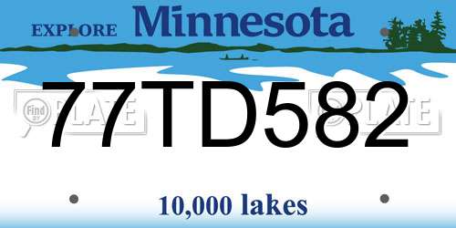 77TD582 Minnesota License Plate
