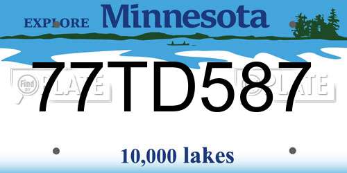 77TD587 Minnesota License Plate