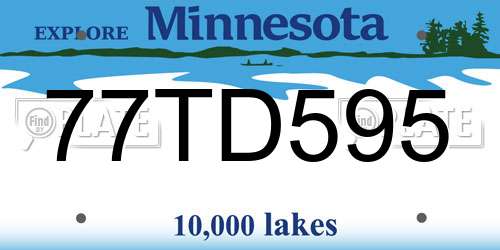 77TD595 Minnesota License Plate