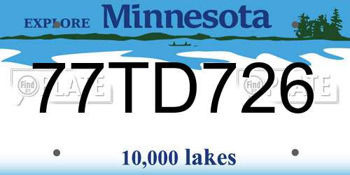 77TD726 Minnesota License Plate