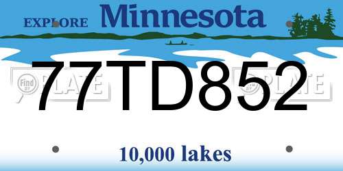 77TD852 Minnesota License Plate
