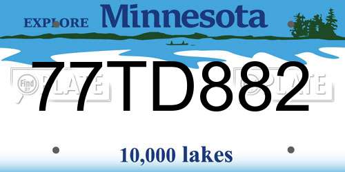 77TD882 Minnesota License Plate