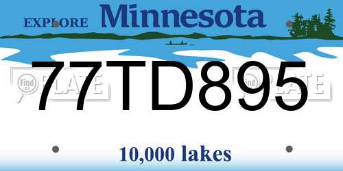 77TD895 Minnesota License Plate