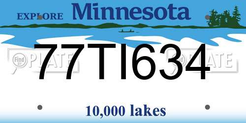 77TI634 Minnesota License Plate