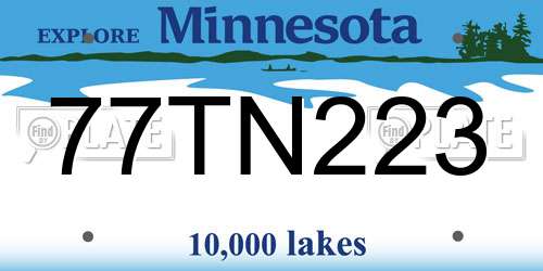 77TN223 Minnesota License Plate