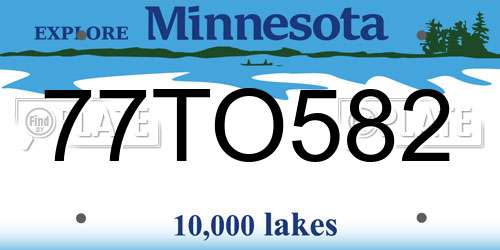 77TO582 Minnesota License Plate