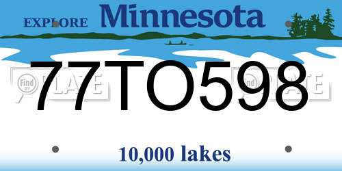 77TO598 Minnesota License Plate