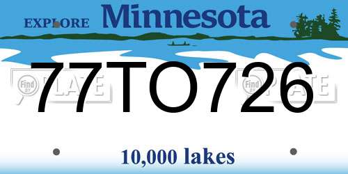 77TO726 Minnesota License Plate