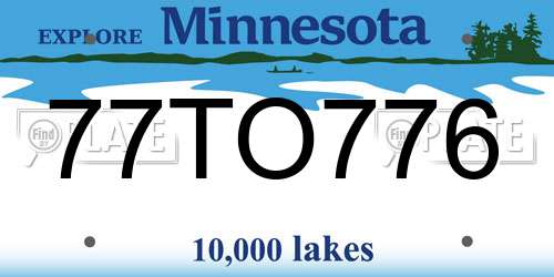 77TO776 Minnesota License Plate