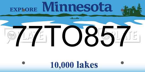 77TO857 Minnesota License Plate