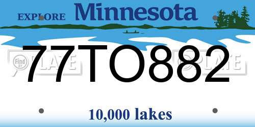77TO882 Minnesota License Plate
