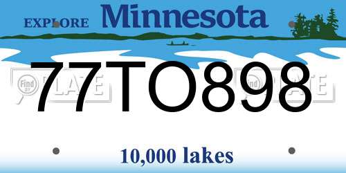 77TO898 Minnesota License Plate