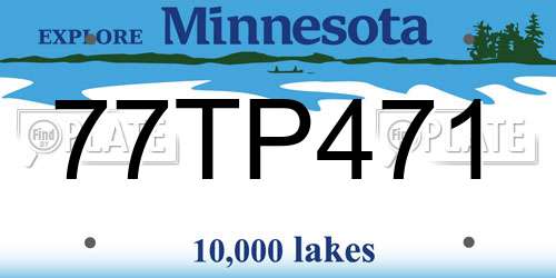77TP471 Minnesota License Plate
