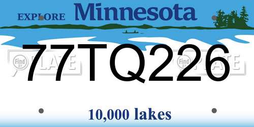 77TQ226 Minnesota License Plate