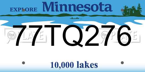 77TQ276 Minnesota License Plate