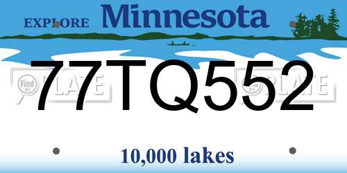 77TQ552 Minnesota License Plate