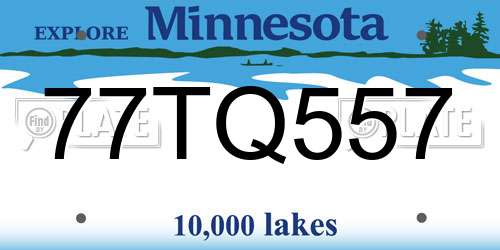77TQ557 Minnesota License Plate