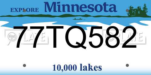 77TQ582 Minnesota License Plate