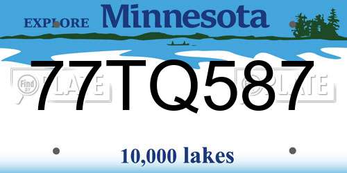 77TQ587 Minnesota License Plate