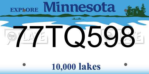 77TQ598 Minnesota License Plate
