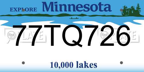 77TQ726 Minnesota License Plate