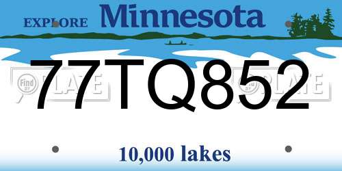 77TQ852 Minnesota License Plate