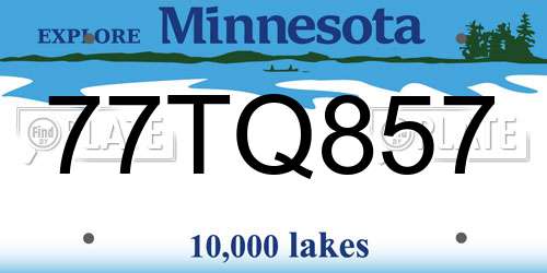 77TQ857 Minnesota License Plate