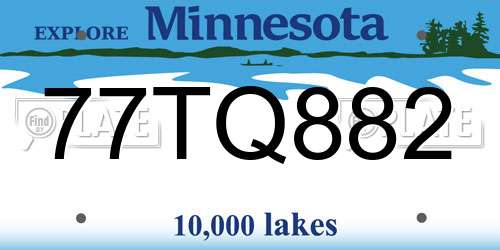 77TQ882 Minnesota License Plate