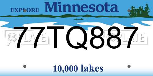 77TQ887 Minnesota License Plate