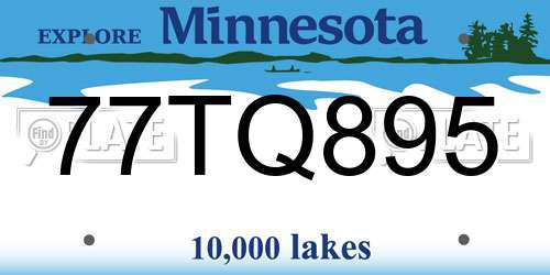 77TQ895 Minnesota License Plate
