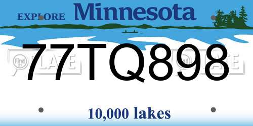 77TQ898 Minnesota License Plate