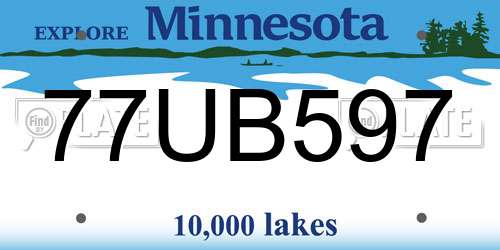 77UB597 Minnesota License Plate
