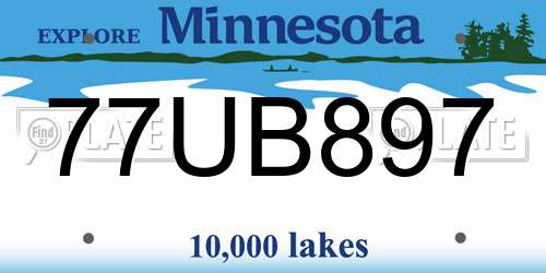 77UB897 Minnesota License Plate