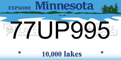 77UP995 Minnesota License Plate